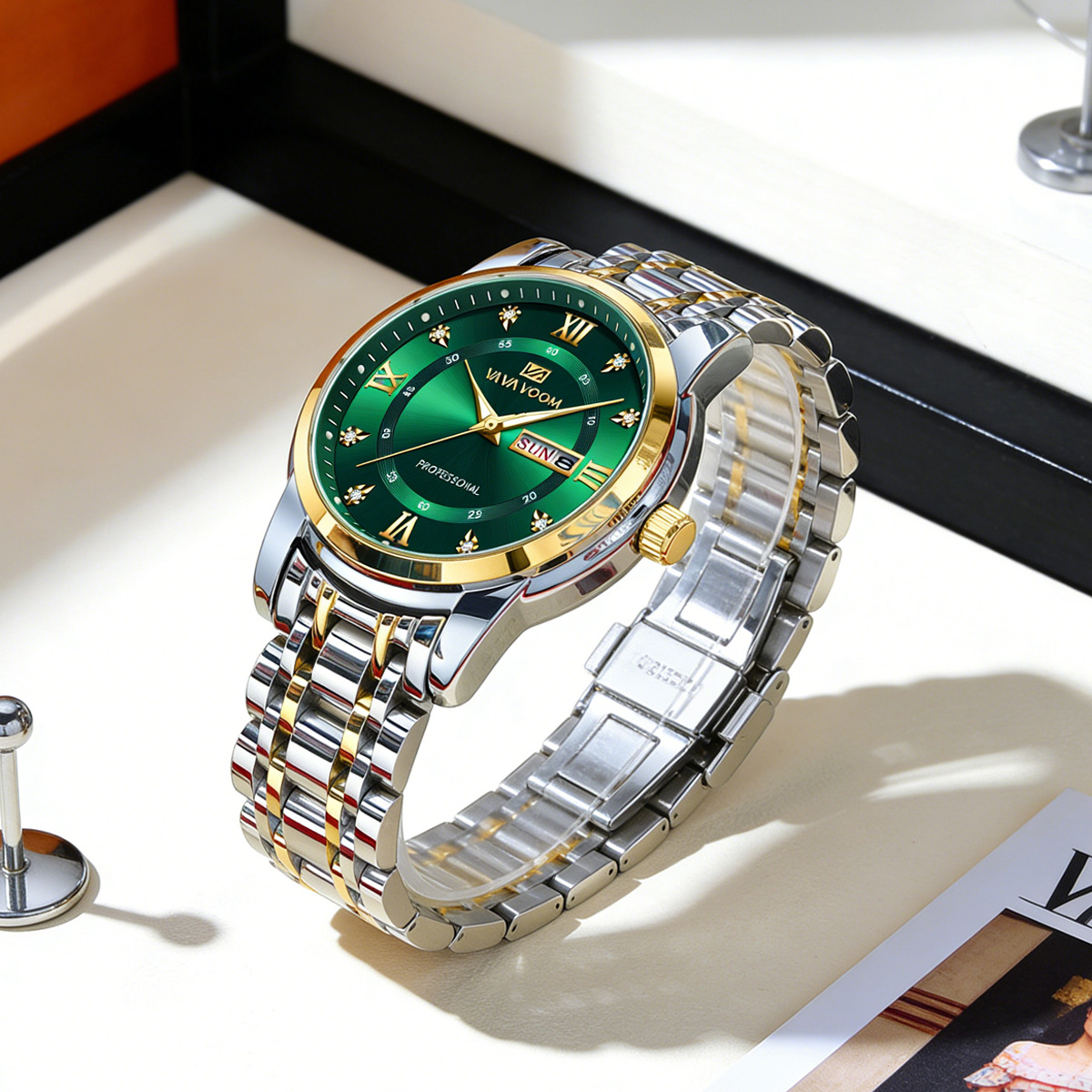 Luxury Rhinestone Gold Ring St - Luxury Watch With Green Dial recension och pris