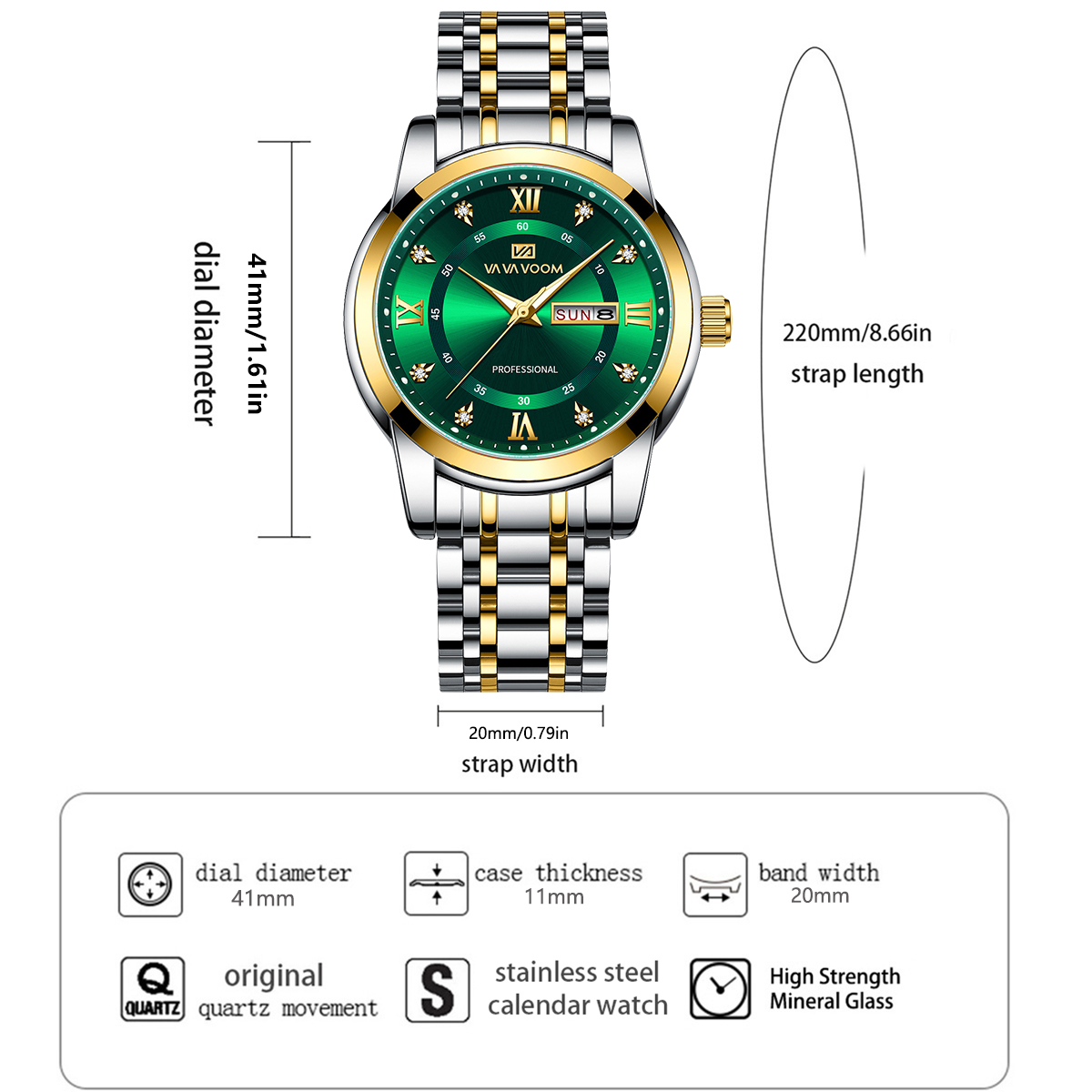 Luxury Rhinestone Gold Ring St - Luxury Watch With Green Dial recension och pris